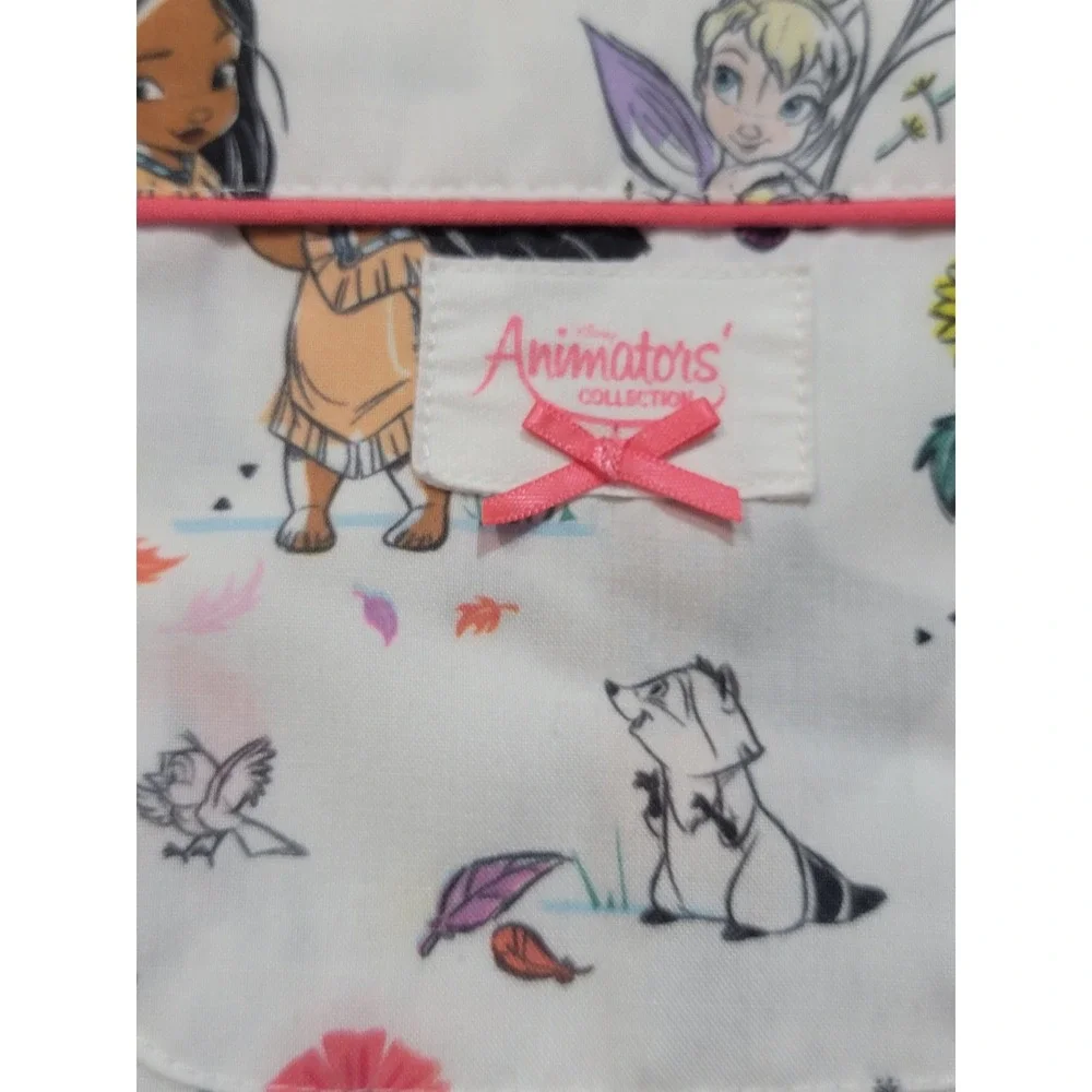 Disney Animators‎ Collection Womens Pajama Top Shirt Pocahontas Tinkerbell Print - Picture 4 of 8
